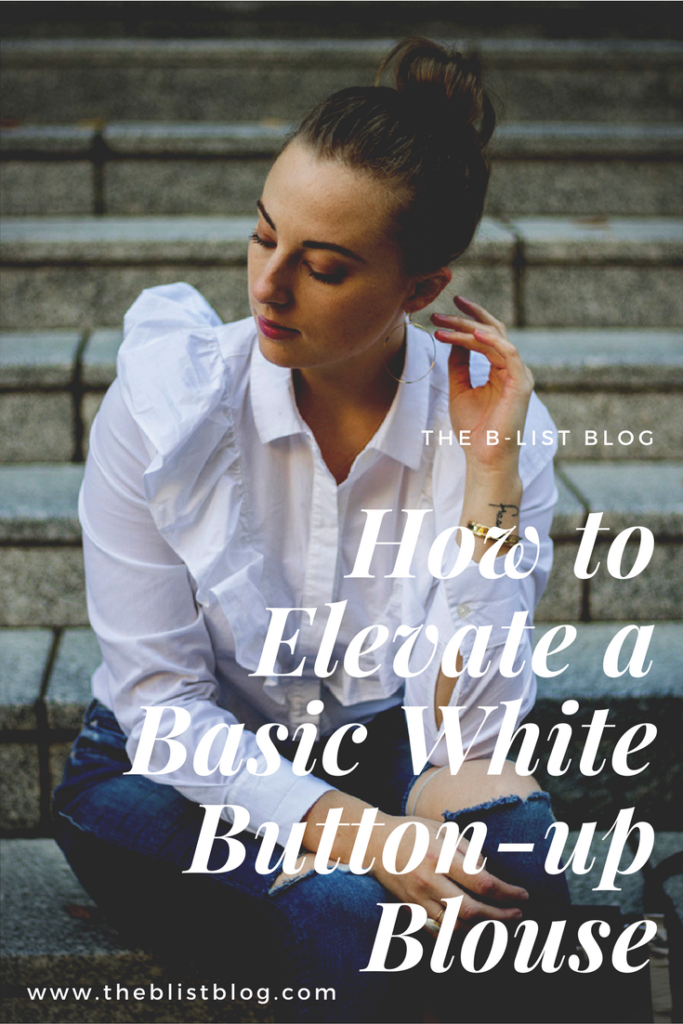 white button-up blouse