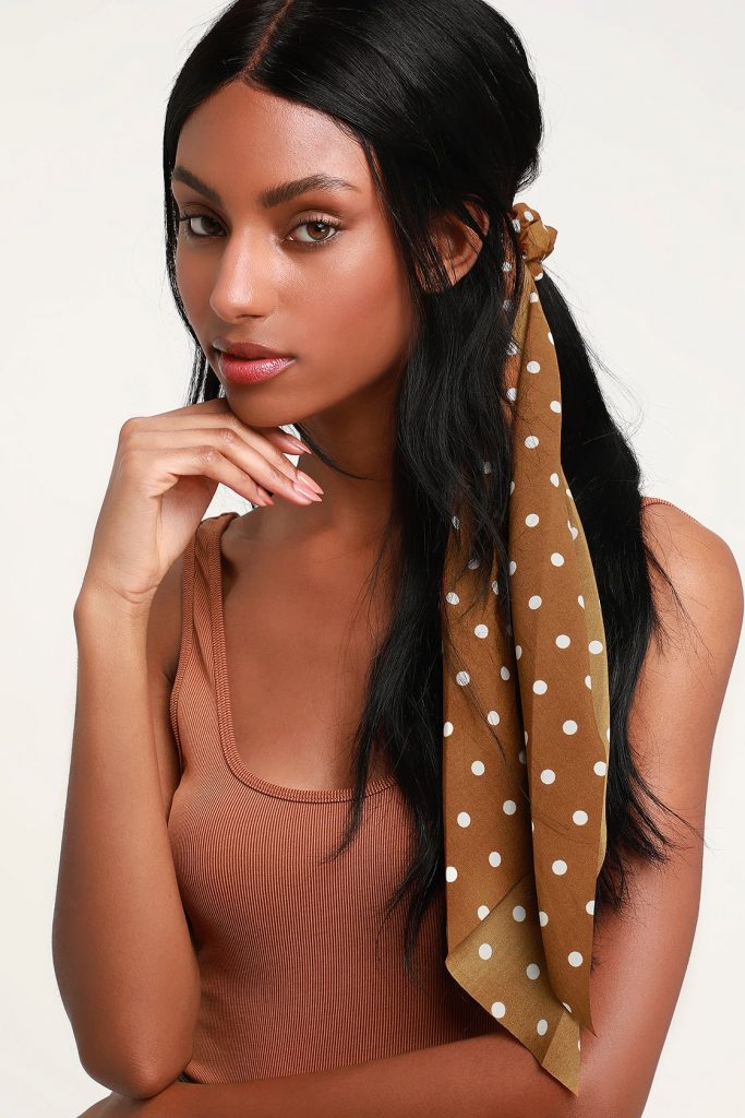 Brown polka dot scarf