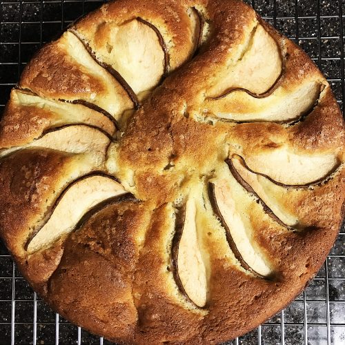 sour cream cardamom pear cake