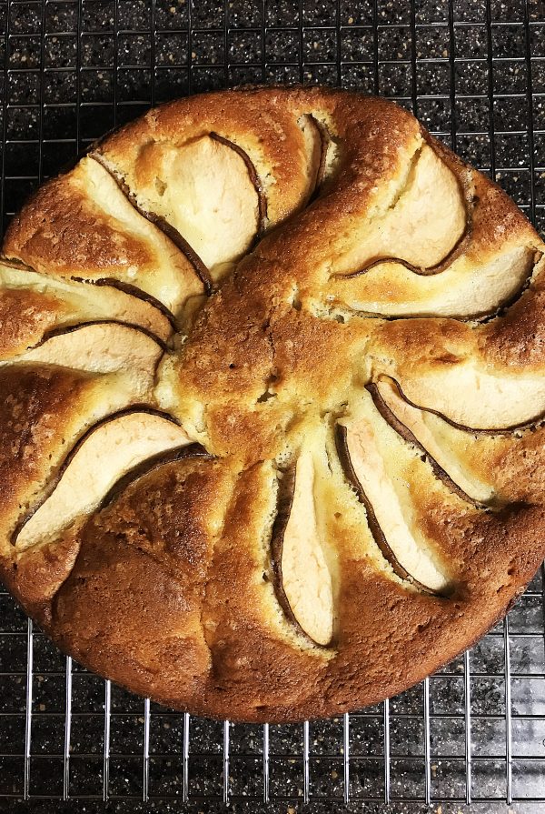 sour cream cardamom pear cake