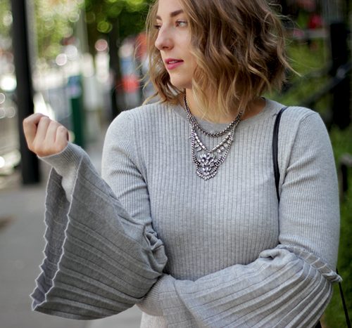 comfortable office wear accordion sleeve sweater