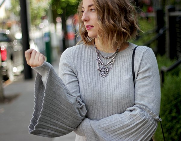 comfortable office wear accordion sleeve sweater