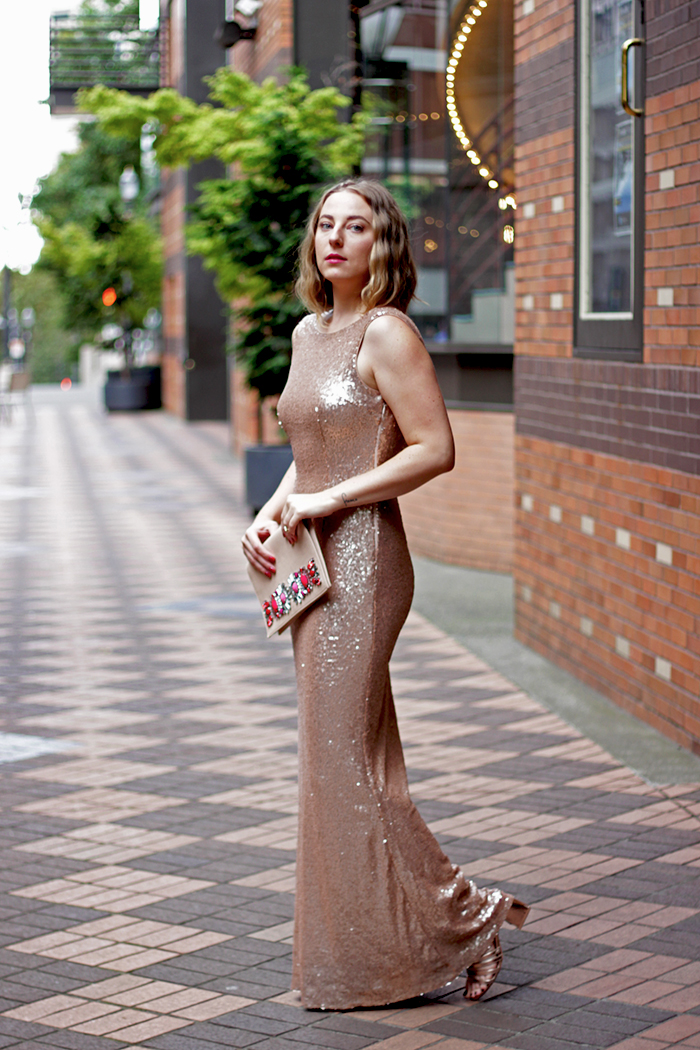 in the style gold sequin dress