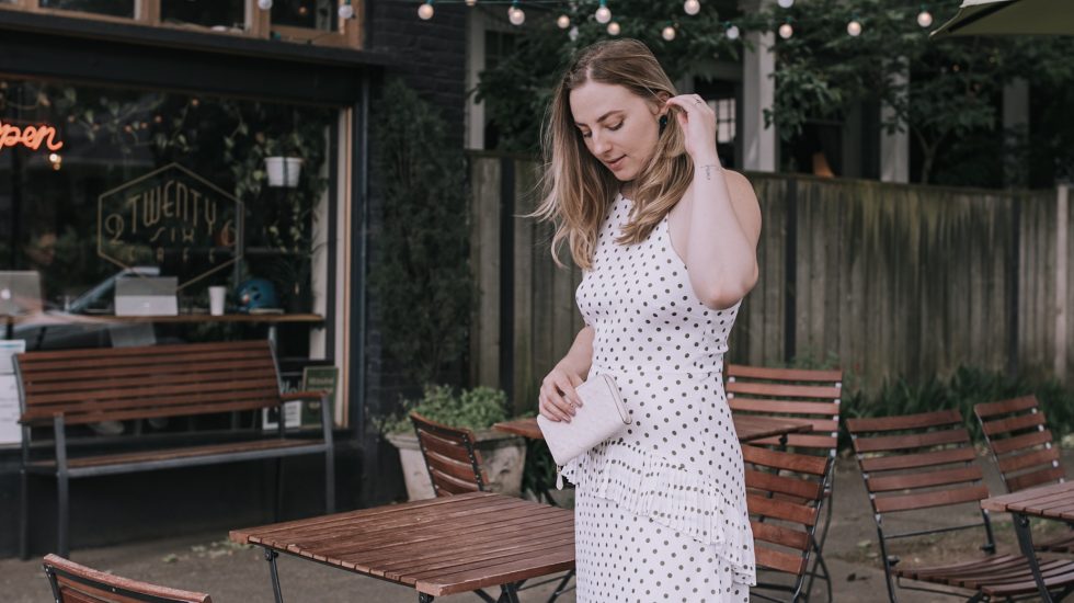 White polka dot dress