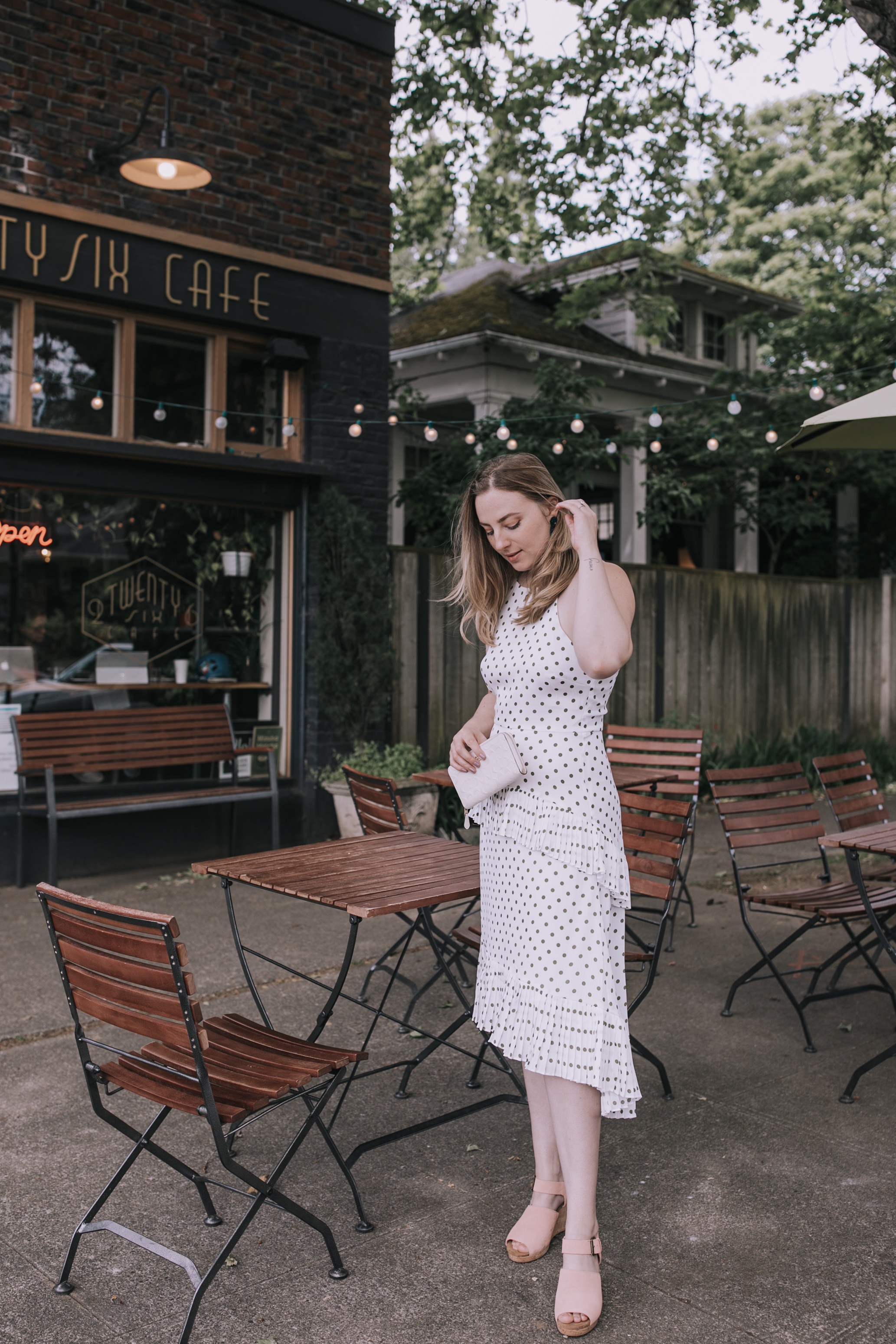 White polka dot dress